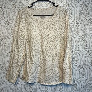 SONOMA Goods for Life‎ Women's Everyday Tee Long Sleeve Beige cheeta Print XL